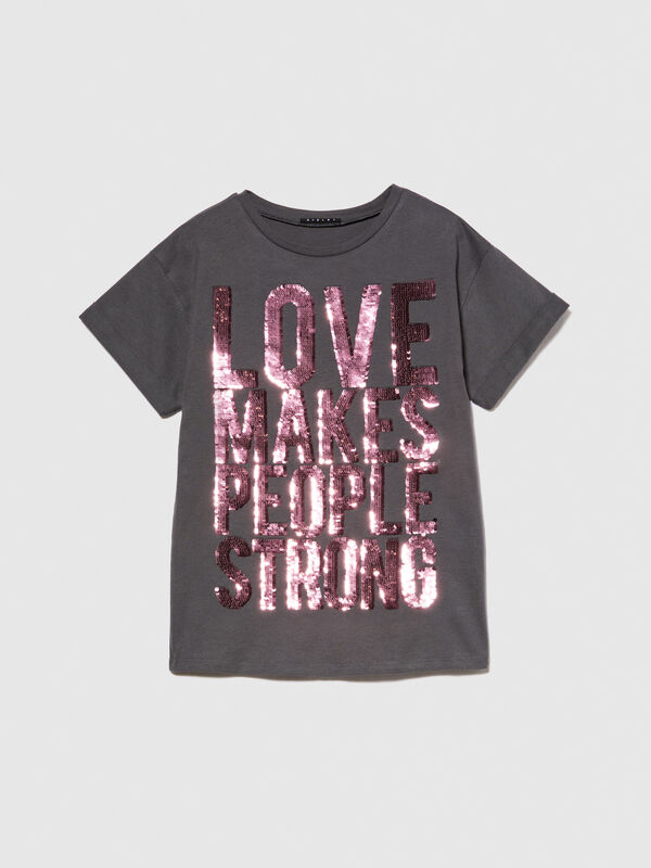 T-shirt with flip-up sequins - girls' short sleeve t-shirts | Sisley Young