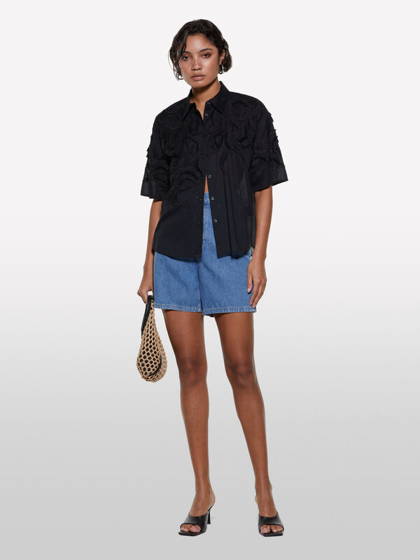 Black shirt with embroidery  - women's shirts | Sisley