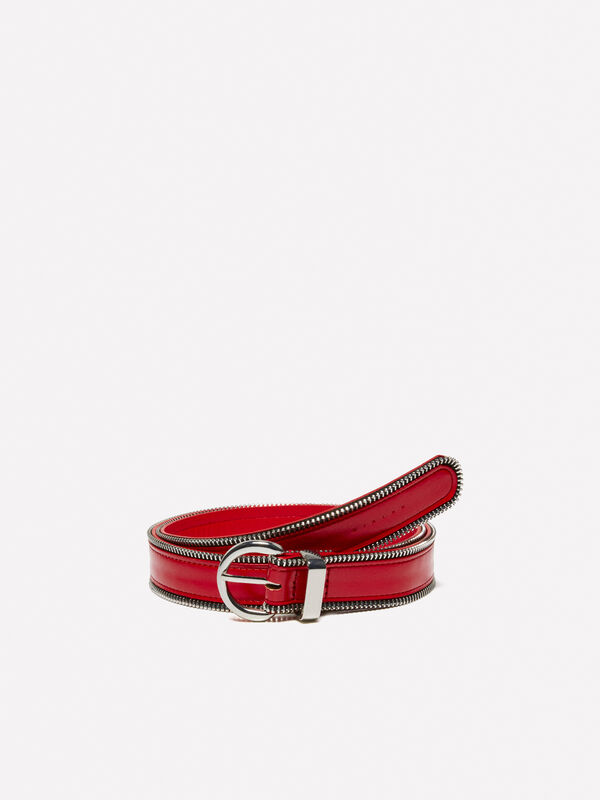 Red belt with zipper - women's belts | Sisley