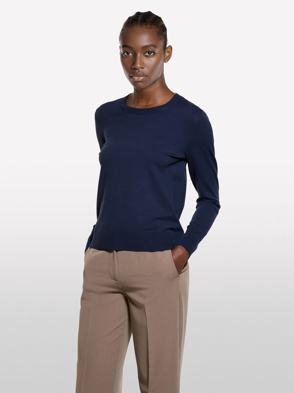 Navy blue crew neck top - women's crew neck sweaters | Sisley