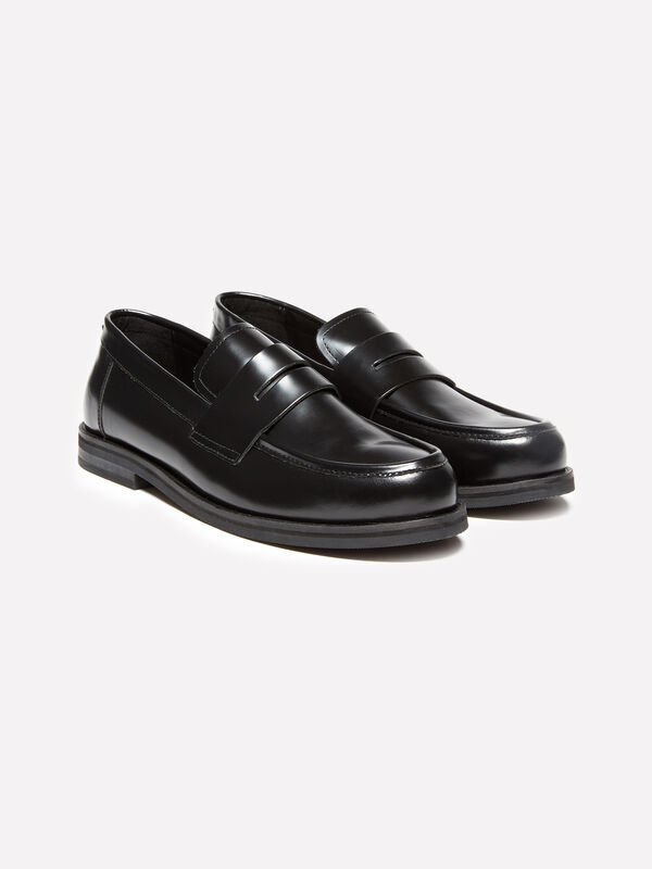 Black 100% leather moccasins - men's shoes | Sisley