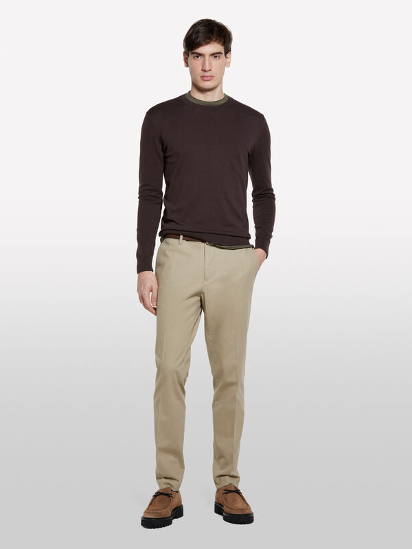 Dark brown regular fit sweater - men's crew neck sweaters | Sisley