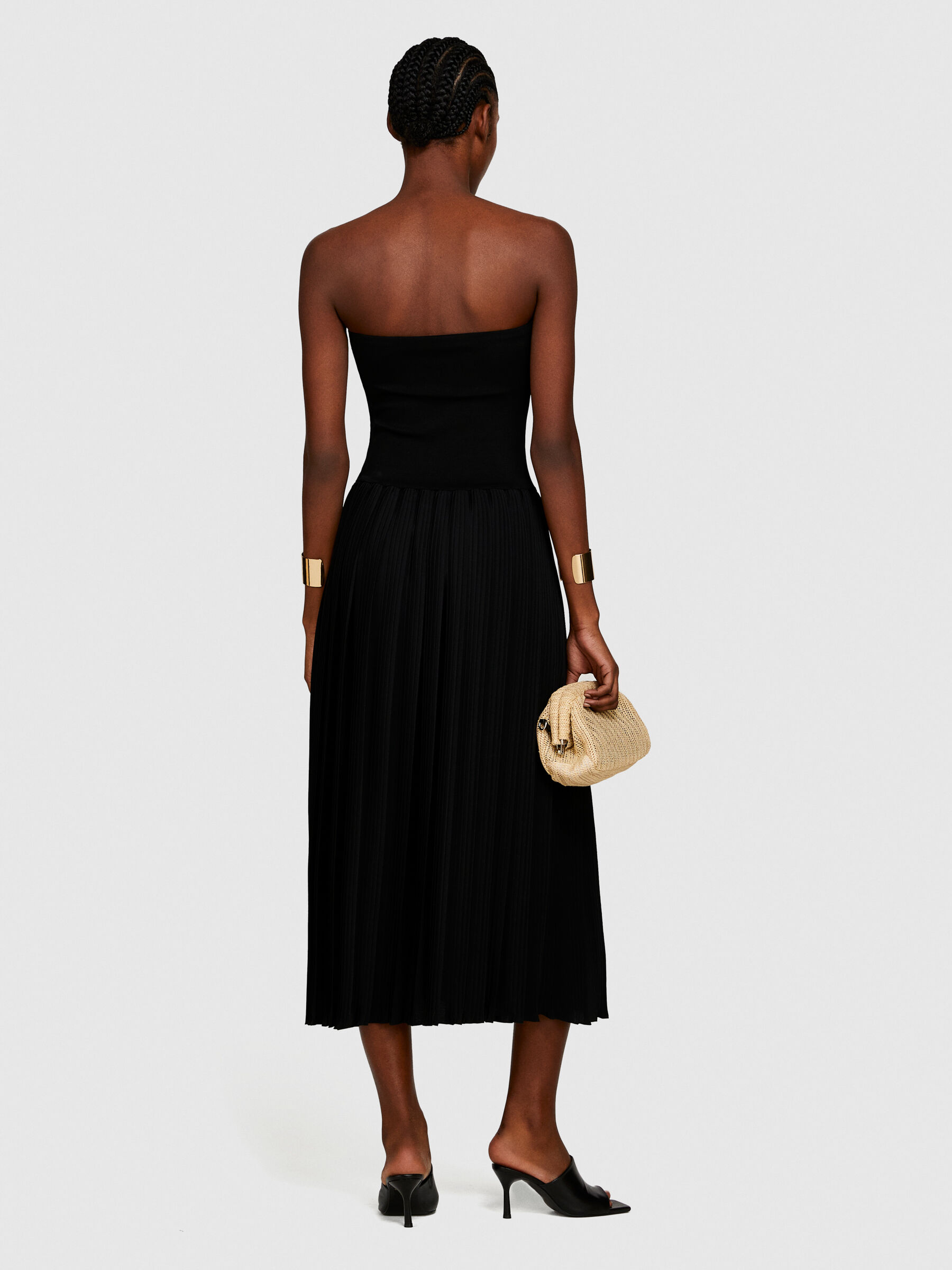 大人気！まとめ一覧 Long dress with pleats, Black - Sisley ワンピース