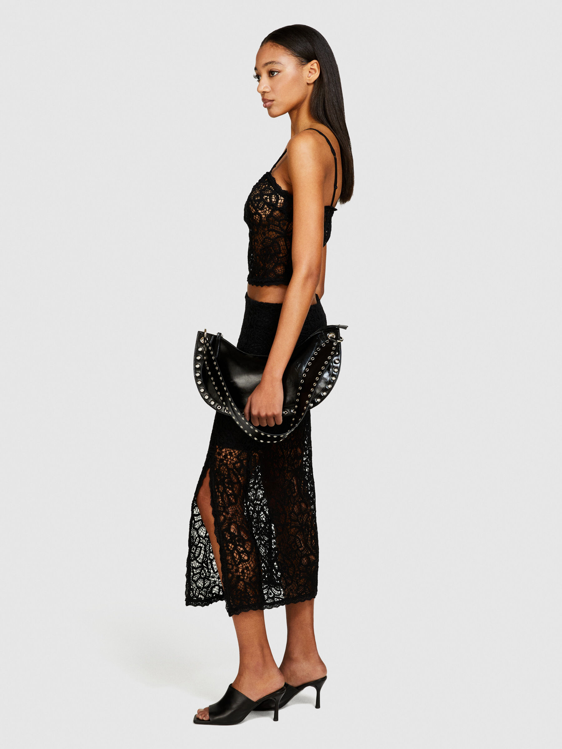 ☆FREEDOM☆ Cadillo Sleeveless Black CD24MMSL0020BK Rfirady Women's Neck Sexy Sleeveless Slim Criss Cross Knit