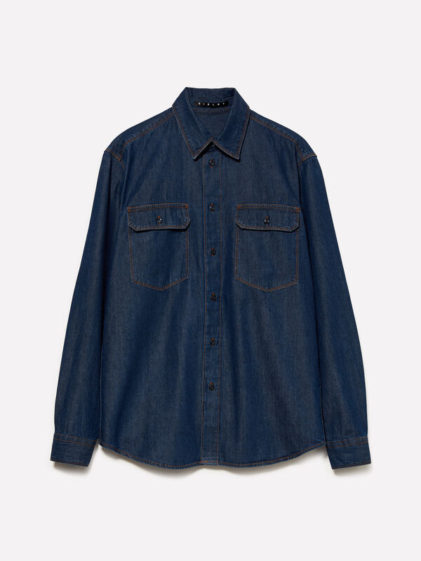 Regular fit denim shirt - men's regular fit shirts | Sisley