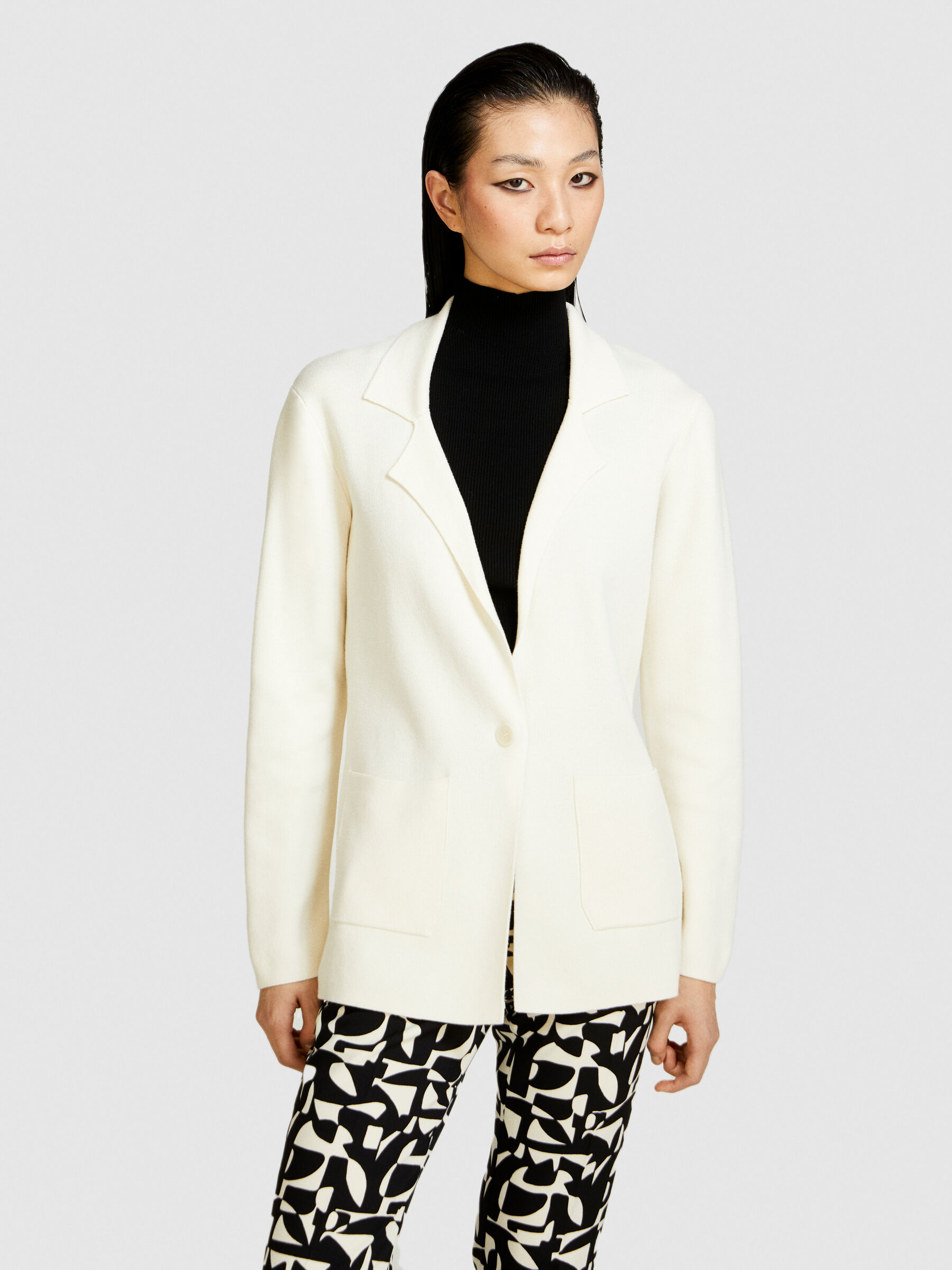 Womens white knit blazer top