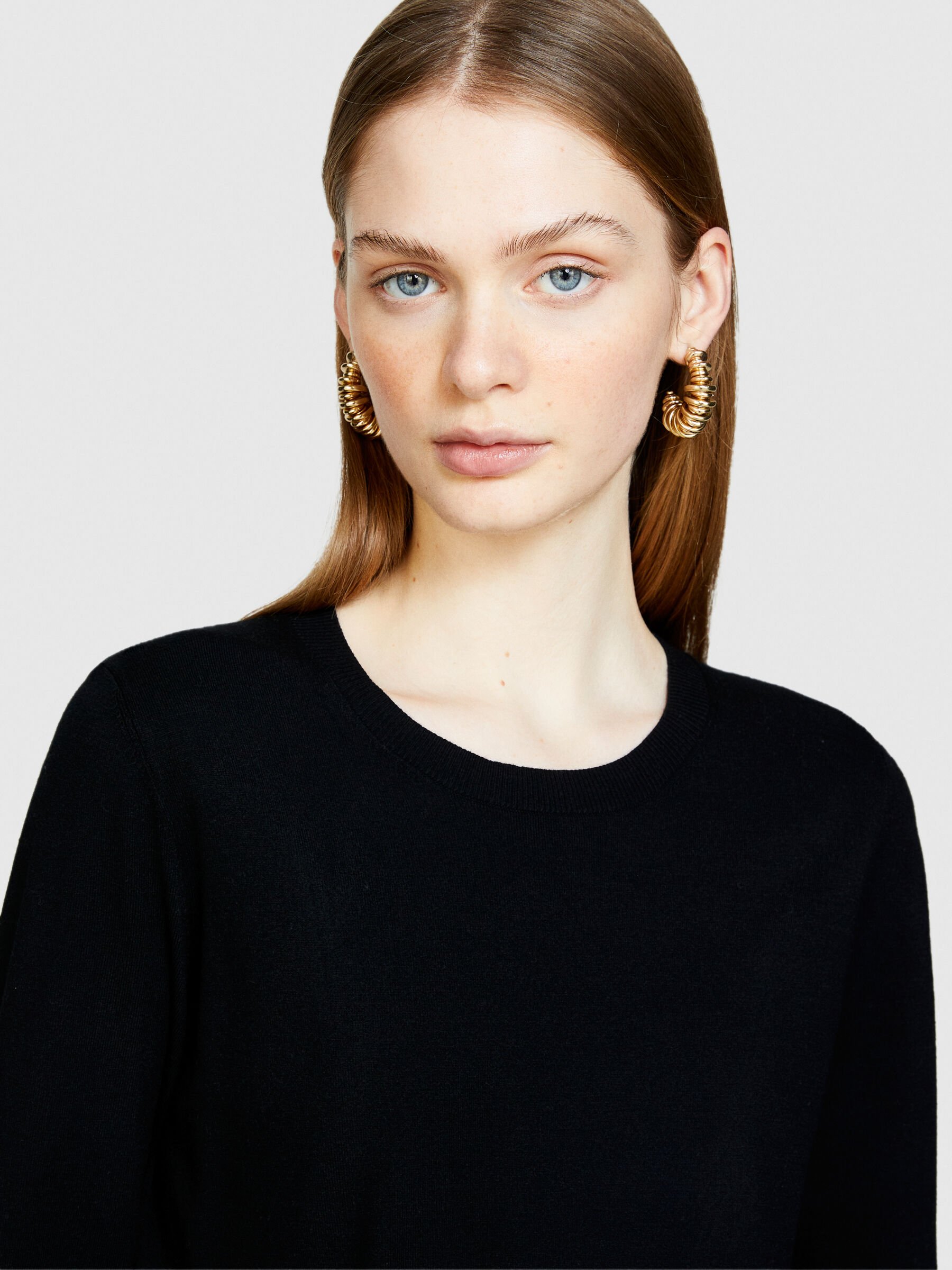 Solid colored sweater, Black - Sisley Solid colored sweater, Black - Sisley