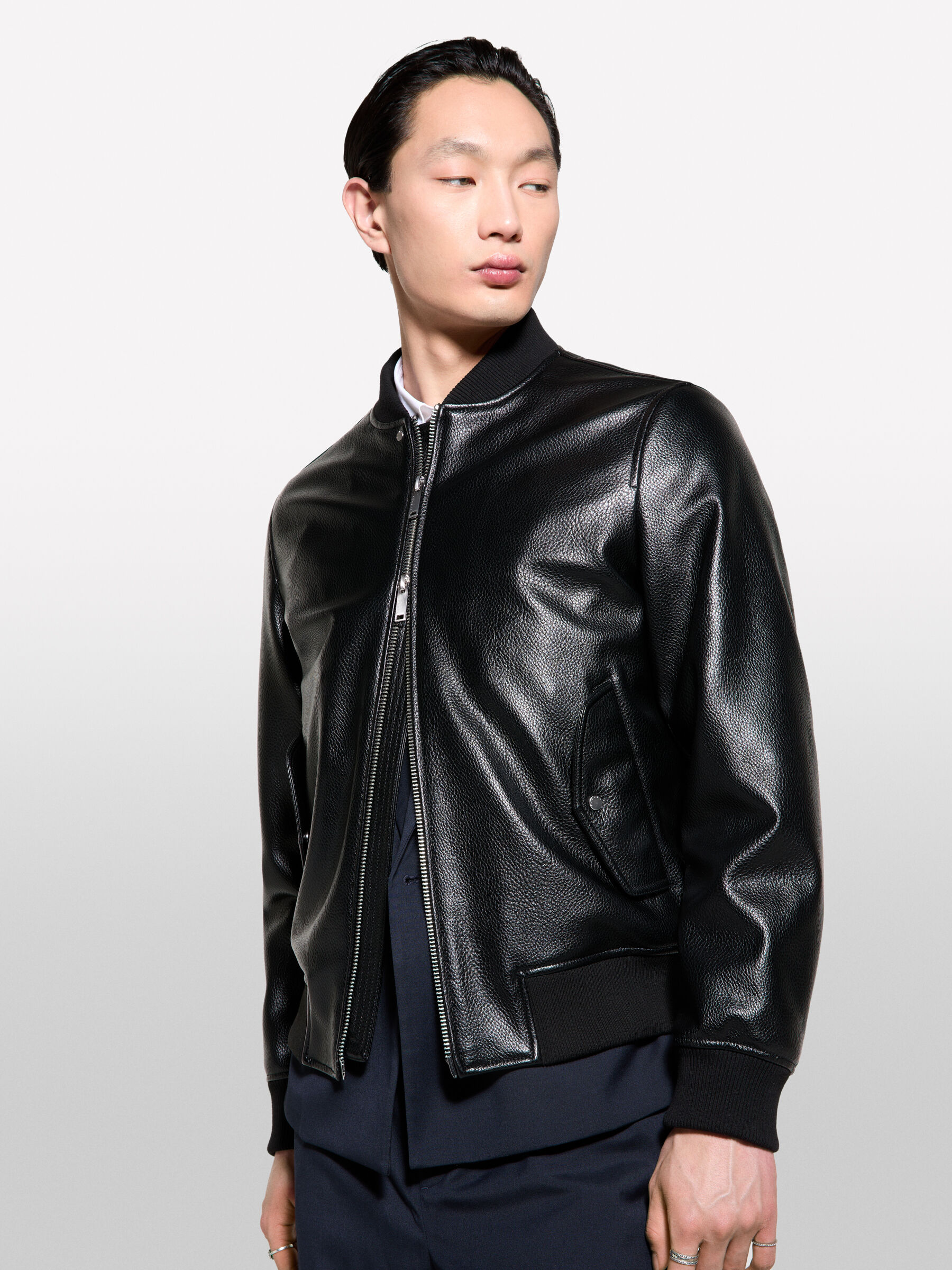 Black regular fit bomber jacket, Black - Sisley