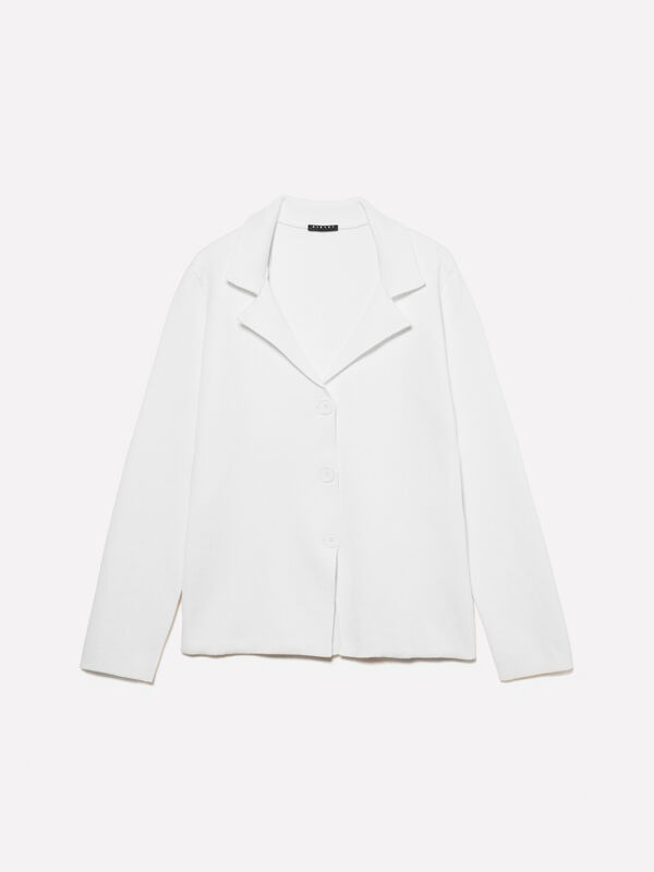 Cream white knit blazer - women's blazers | Sisley