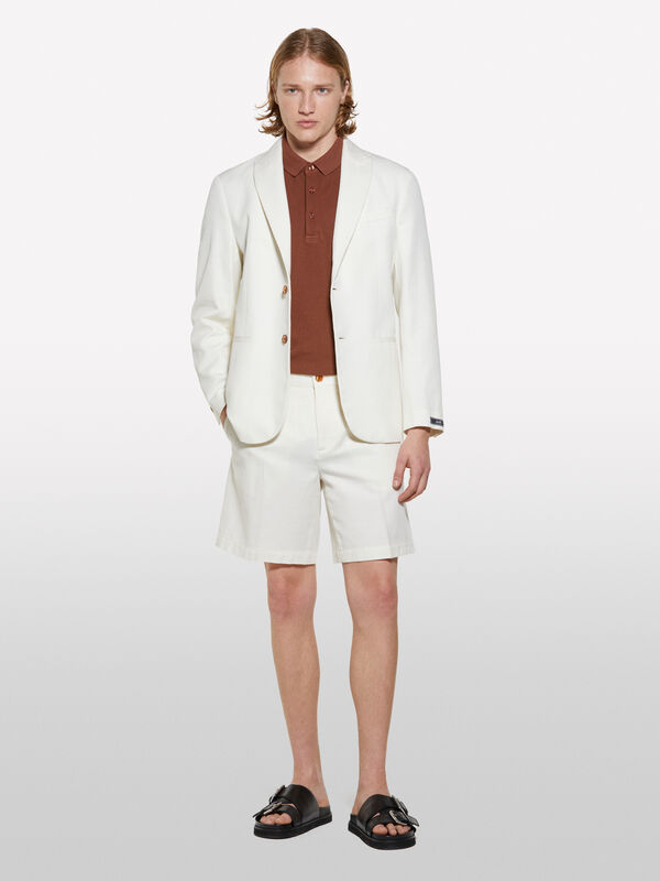 Cream white single-breasted blazer  - men's blazers | Sisley