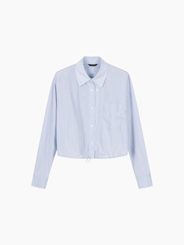 Light blue cropped shirt with drawstring - sisley k shirts | Sisley K