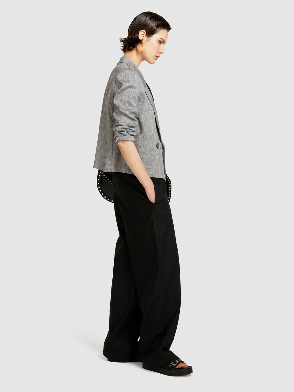 Flared trousers with drawstring Women image number null