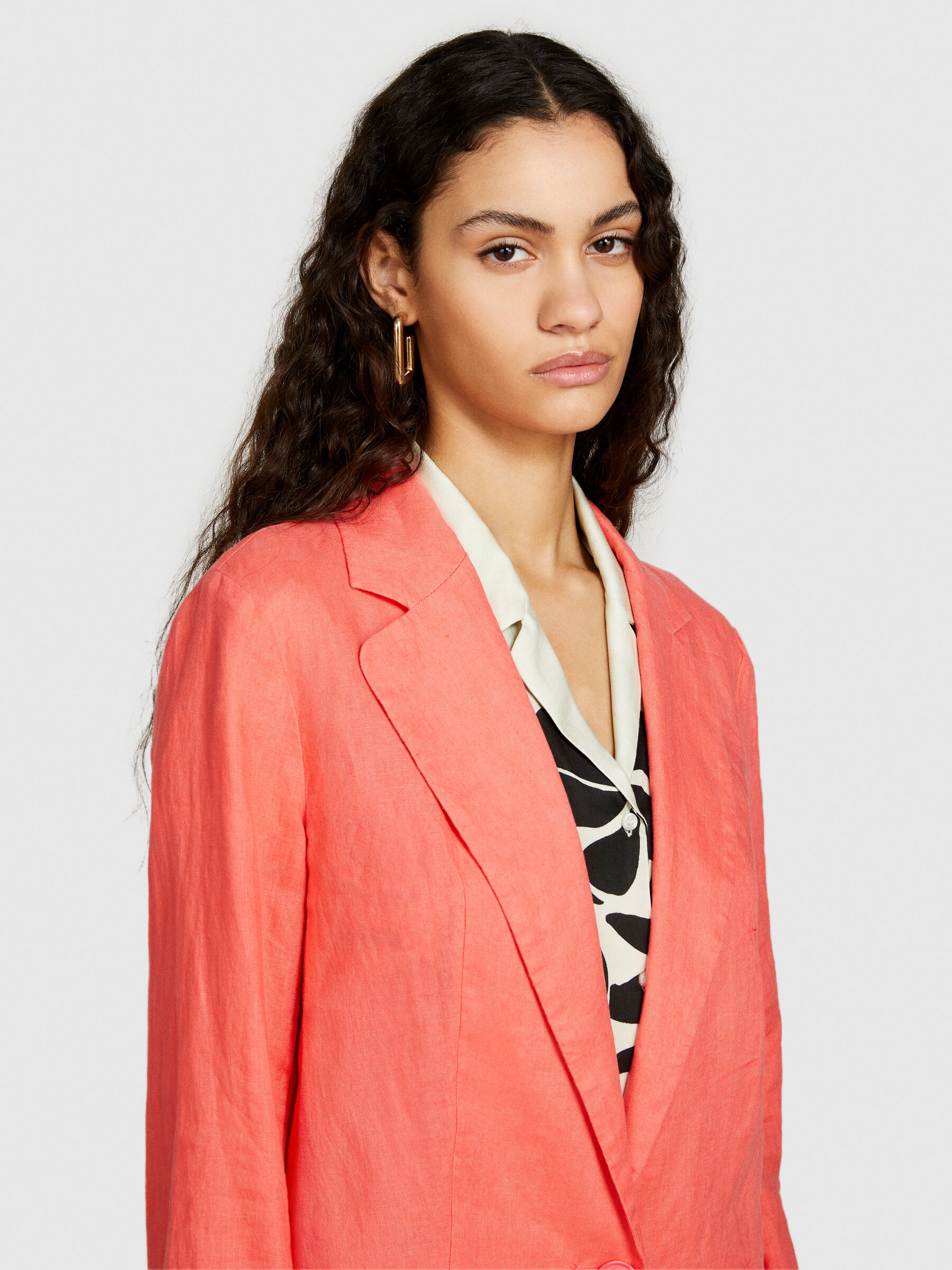 100% linen blazer, Coral - Sisley
