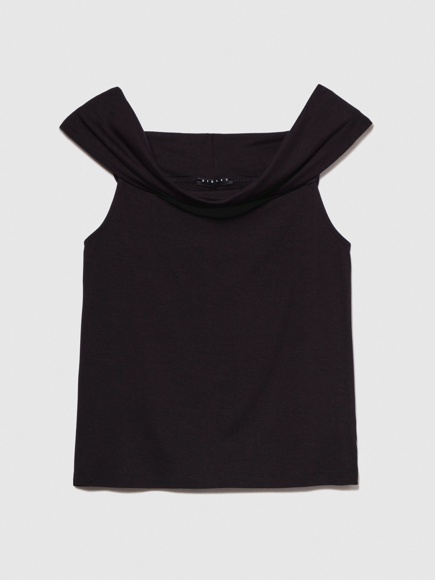 Bare shoulder t-shirt, Black - Sisley