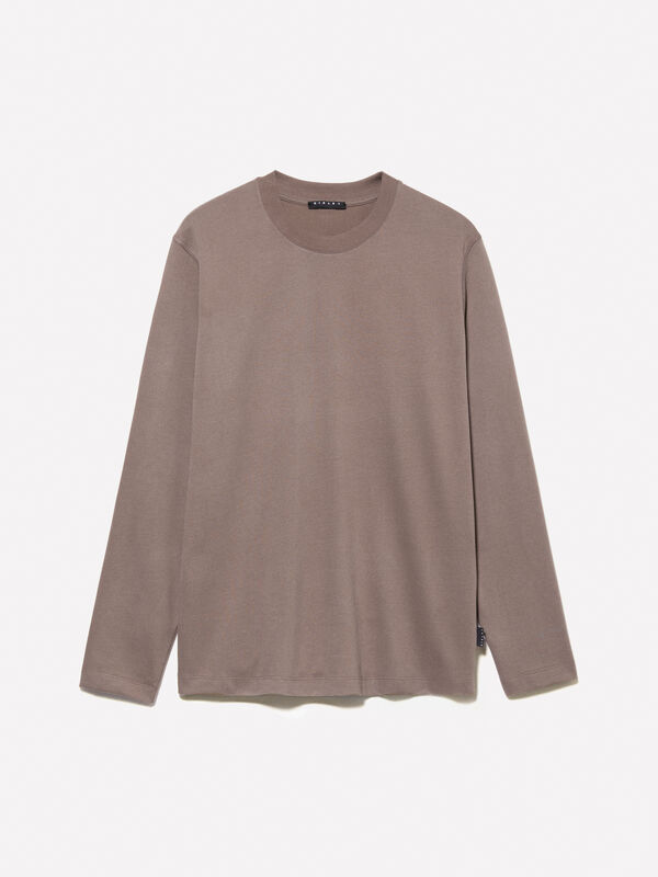 Brown long sleeve t-shirt in 100% organic cotton - men's long sleeve t-shirts | Sisley