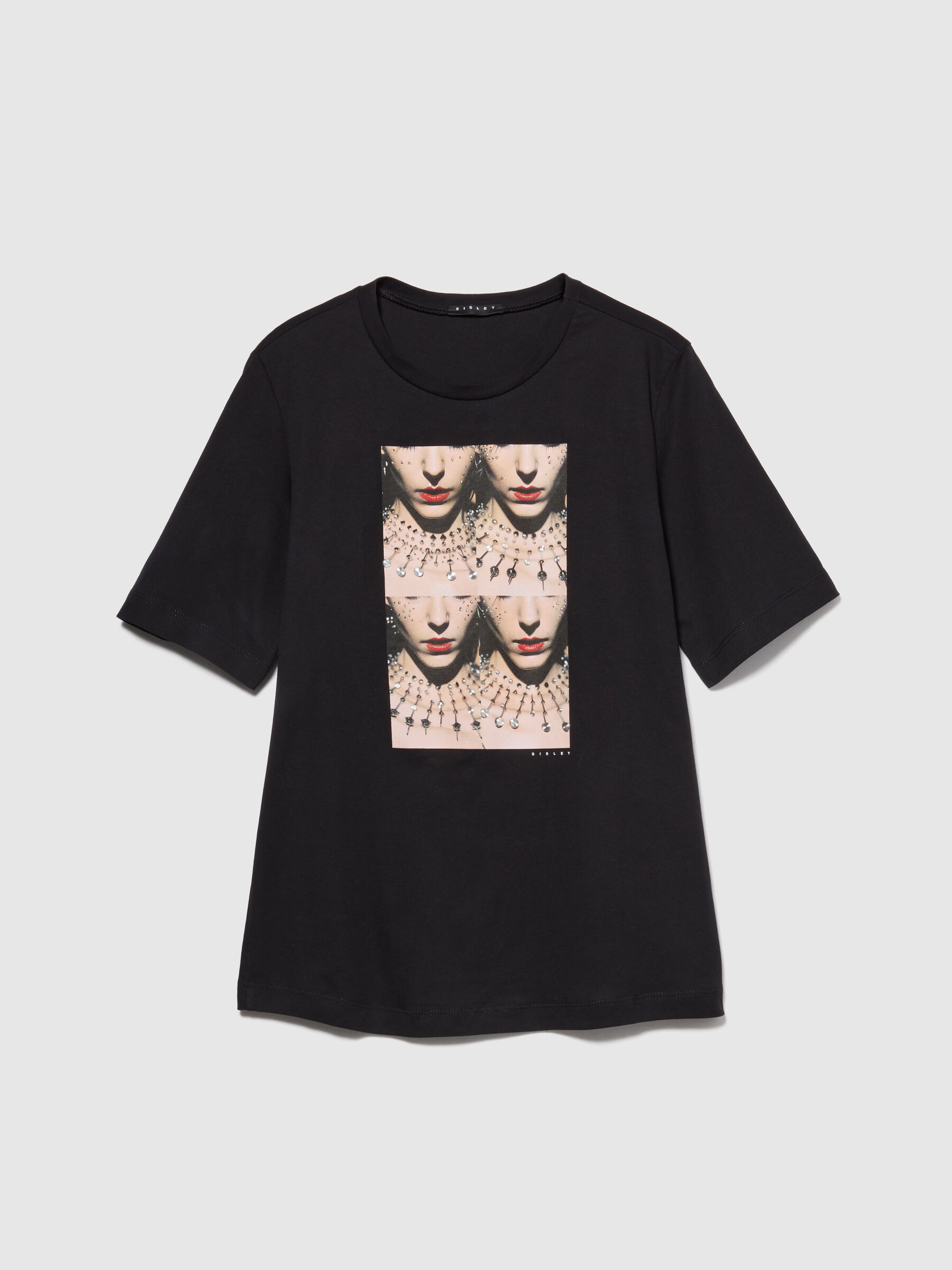 T-shirt with print and studs Women image number null