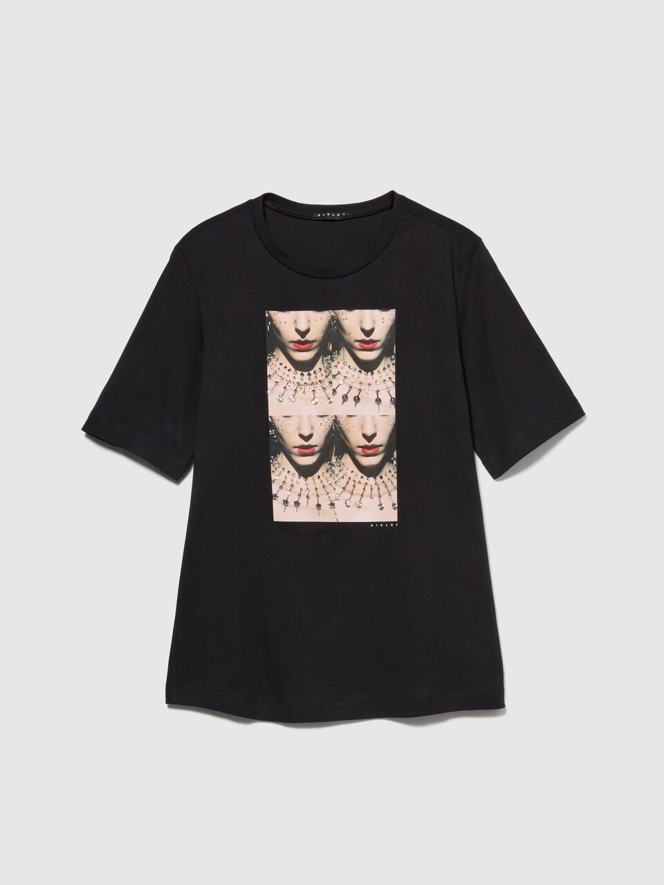 T-shirt with print and studs Women image number null