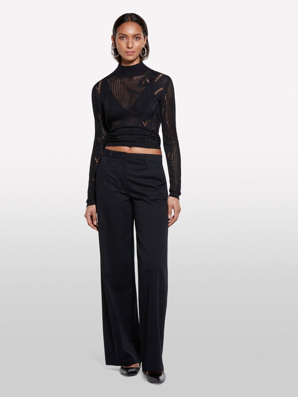 Black wide leg trousers - women's palazzo trousers | Sisley