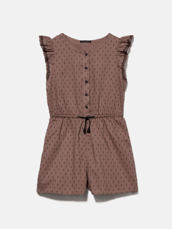 Short jumpsuit with embroidery and ruffles Junior Girl