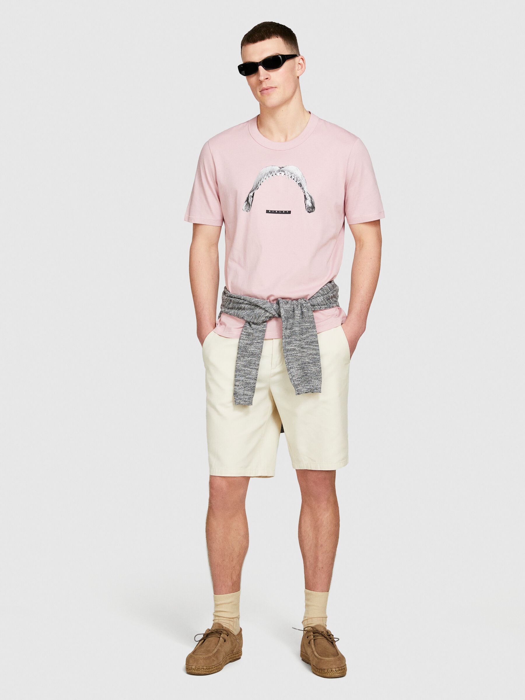 Relaxed fit t-shirt with print, Pastel Pink - Sisley