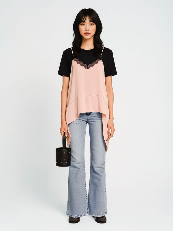 Pink top with ruffles - sisley k top | Sisley K