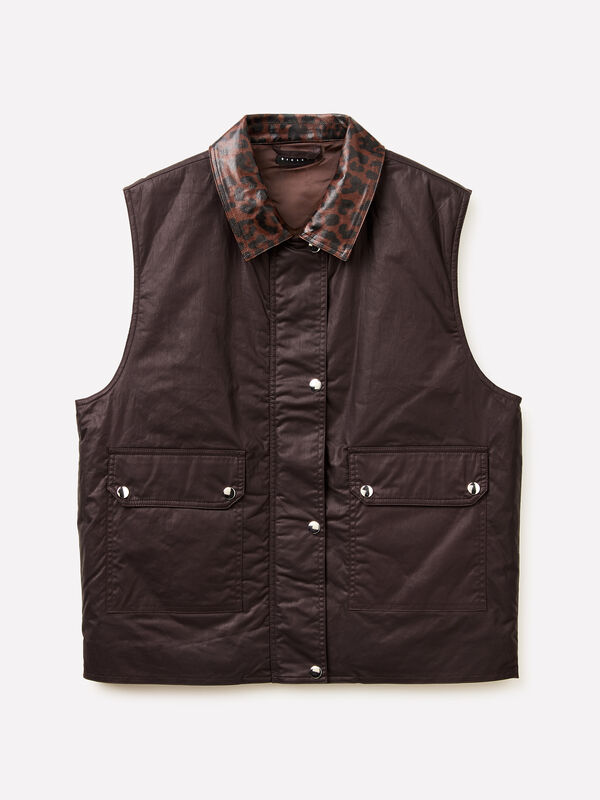 Vest with animalier collar - women's vests and sleeveless jackets | Sisley
