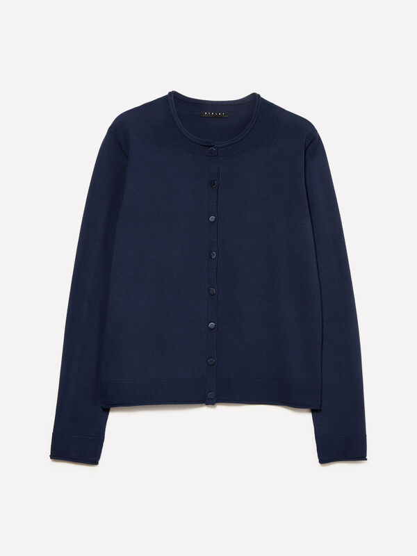 Navy blue regular fit cardigan - women's cardigans | Sisley