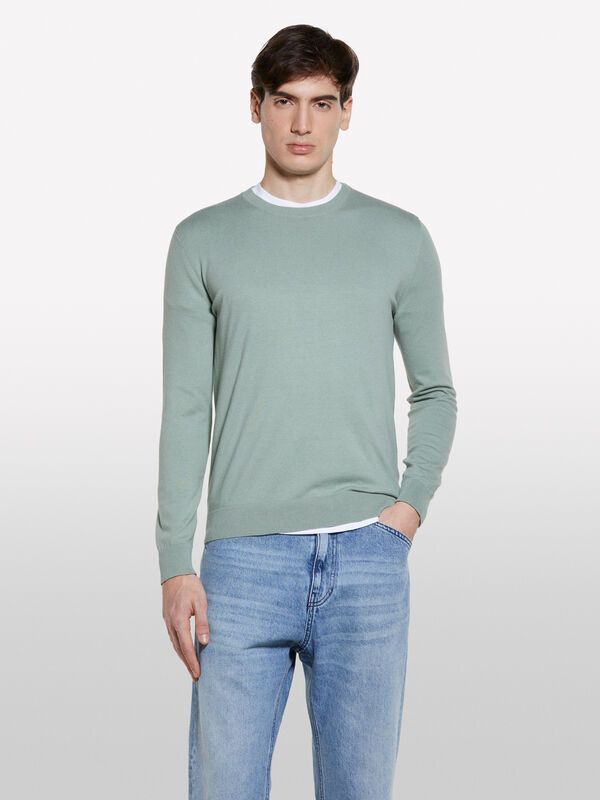 Light green regular fit sweater - men's crew neck sweaters | Sisley