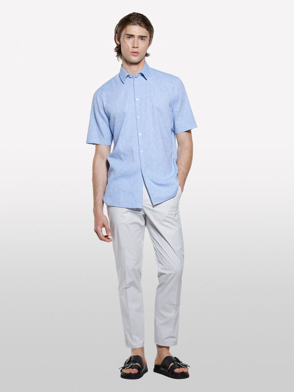 Cream white slim comfort fit trousers - men's slim fit trousers | Sisley