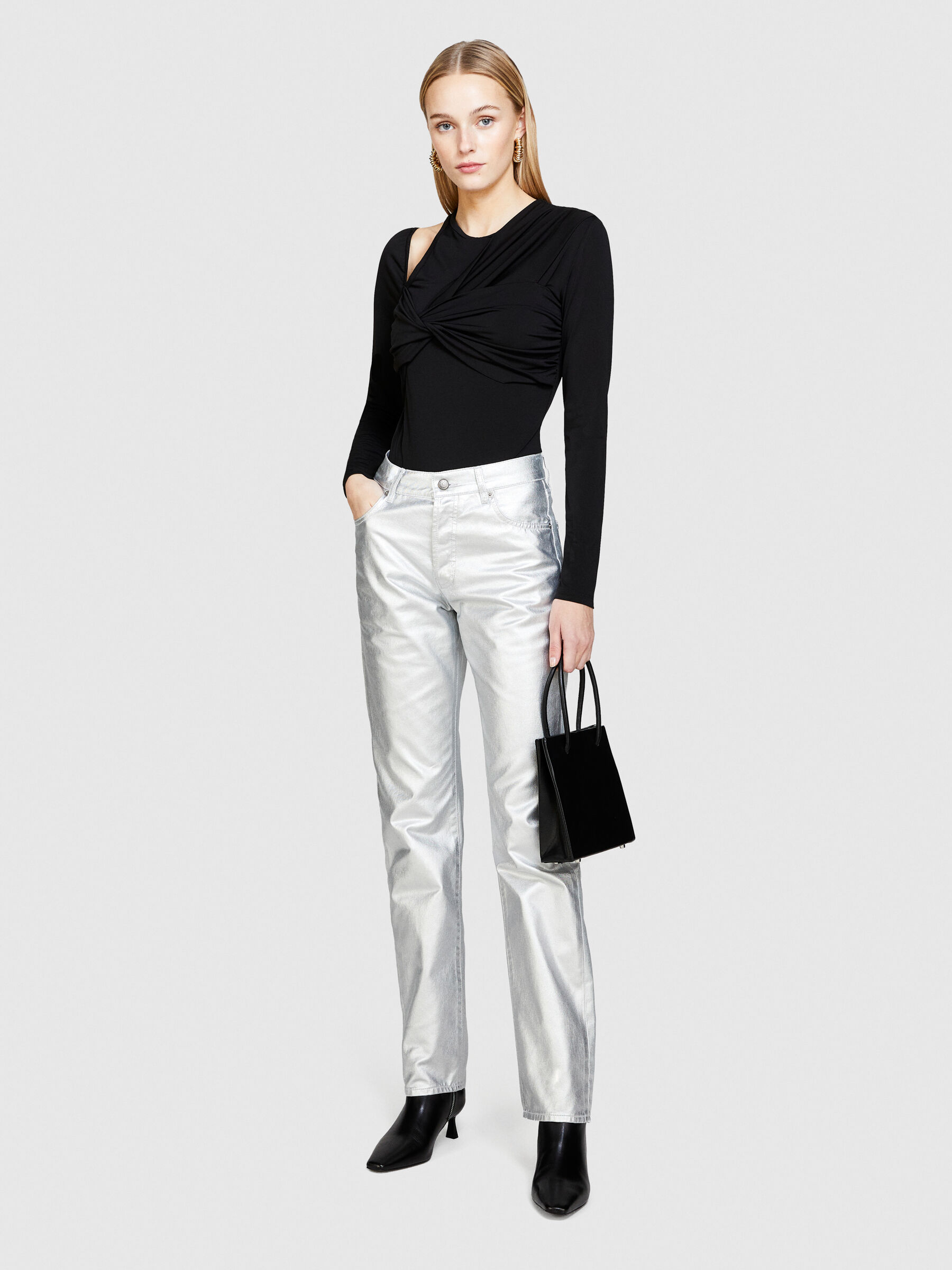 Metallic boyfriend jeans, Silver - Sisley