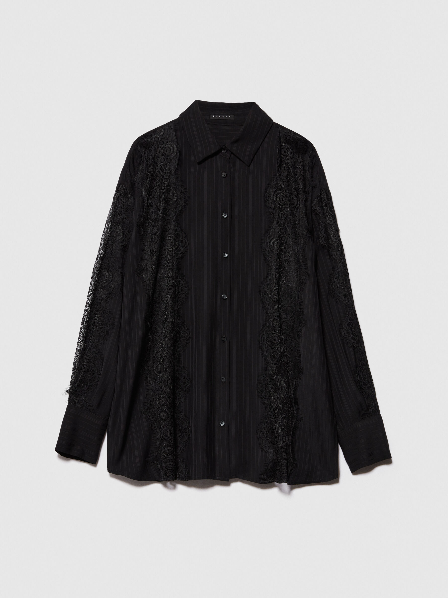 完売 lace, with shirt Satin Black Sisley - トップス