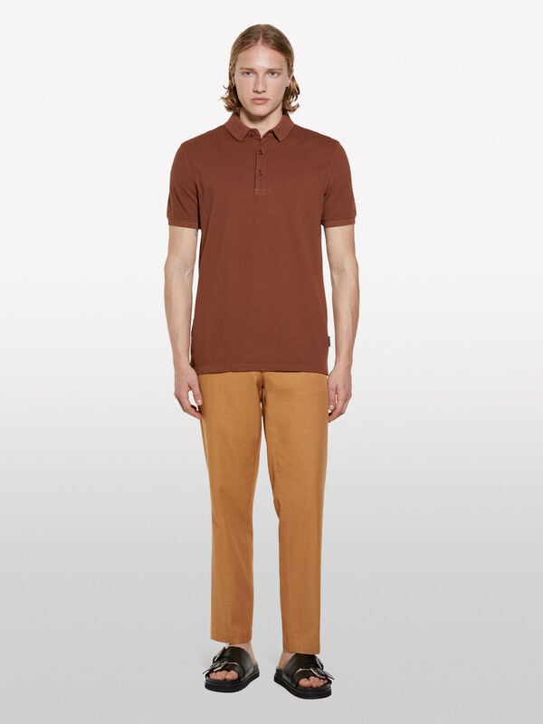 Dark brown 100% cotton polo Dark brown 100% cotton polo - men's short sleeve t-shirts | Sisley