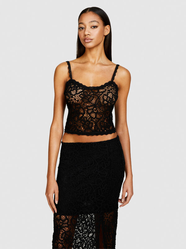 Cropped crochet top - women's tops | Sisley