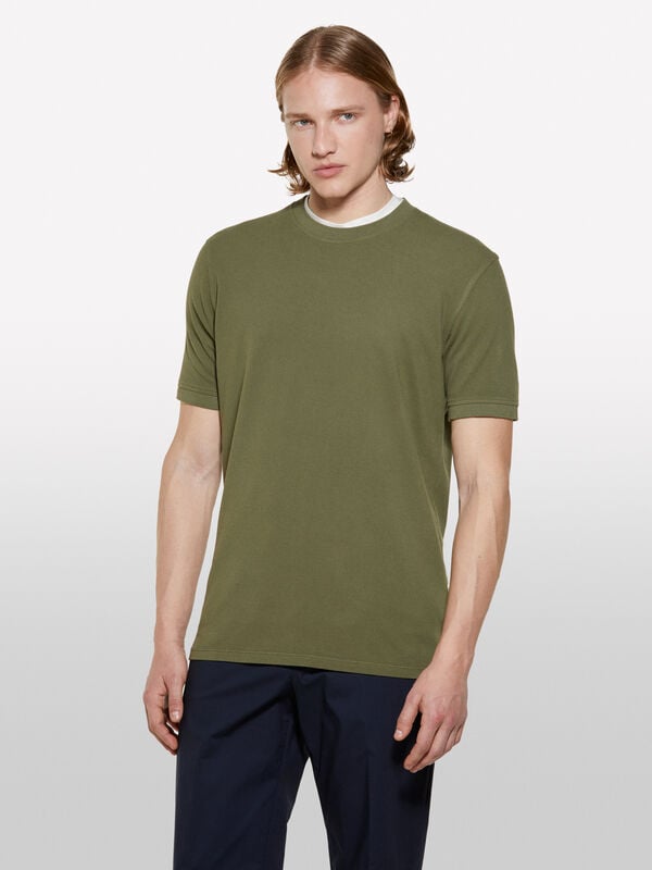 Military green slim fit t-shirt Military green slim fit t-shirt - men's short sleeve t-shirts | Sisley