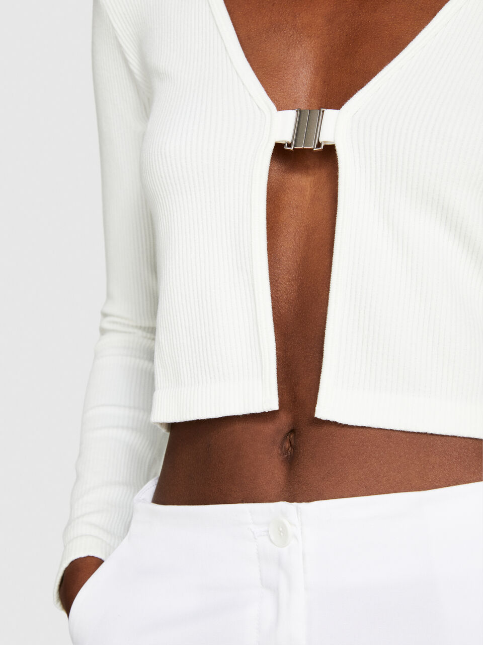 Seamless cropped cardigan Women image number null