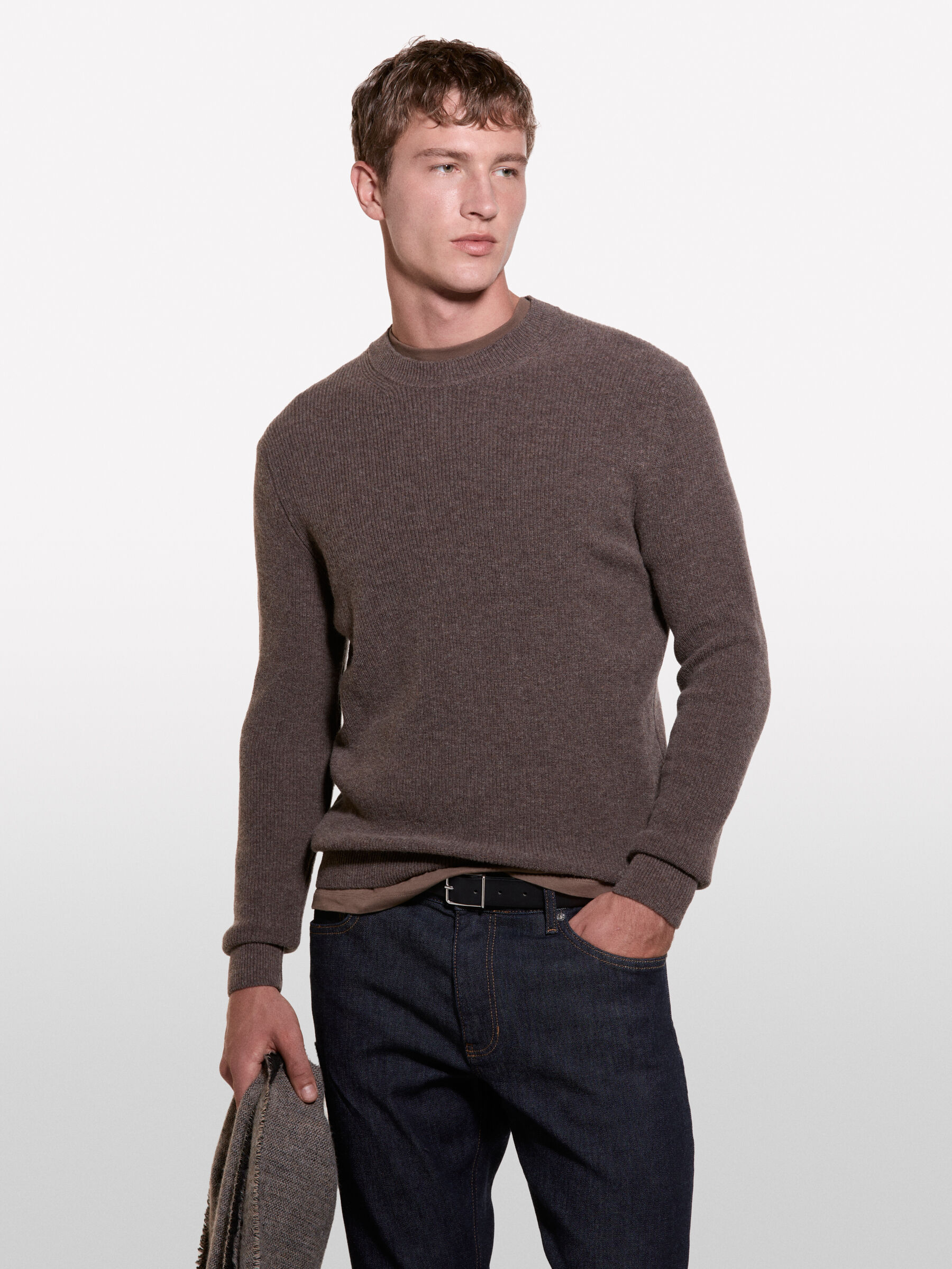 Brown crew neck sweater , Brown - Sisley