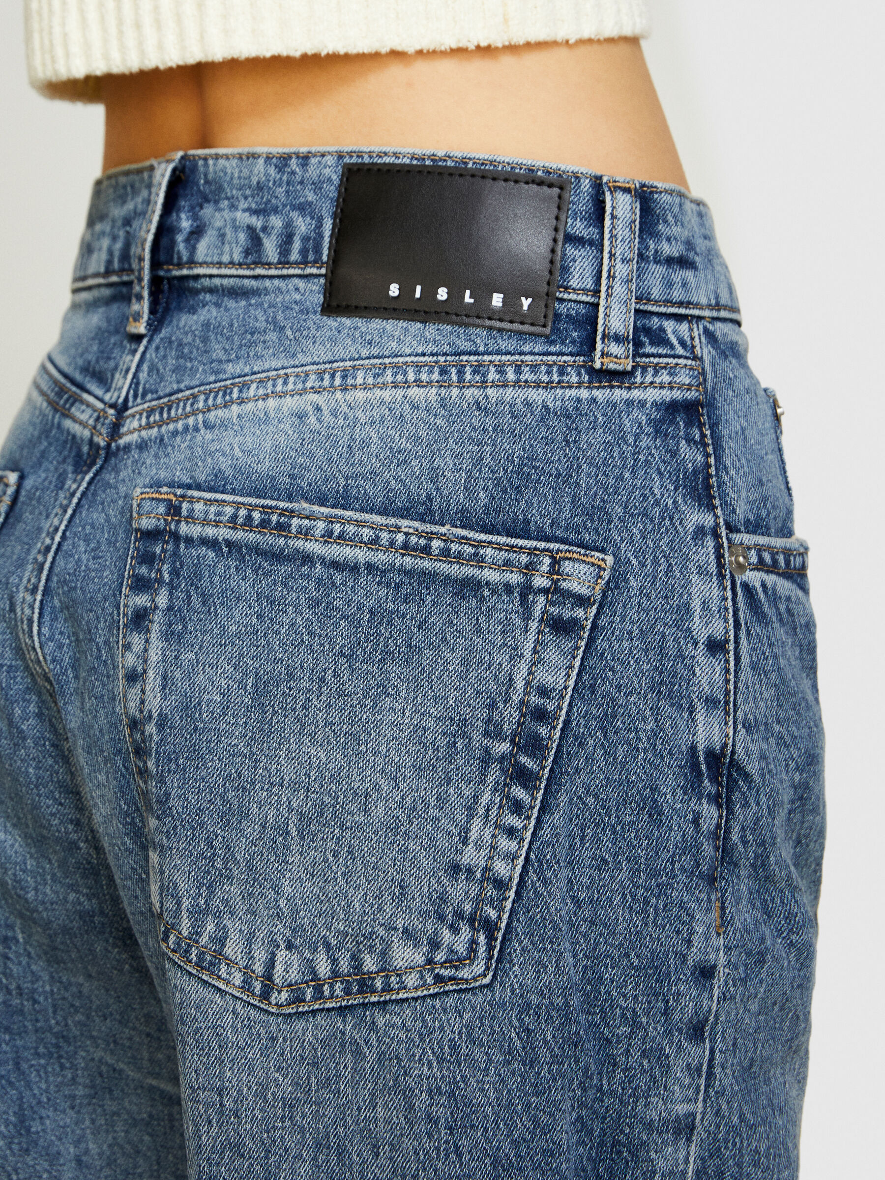 Baggy fit jeans with cuffs Blue Sisley