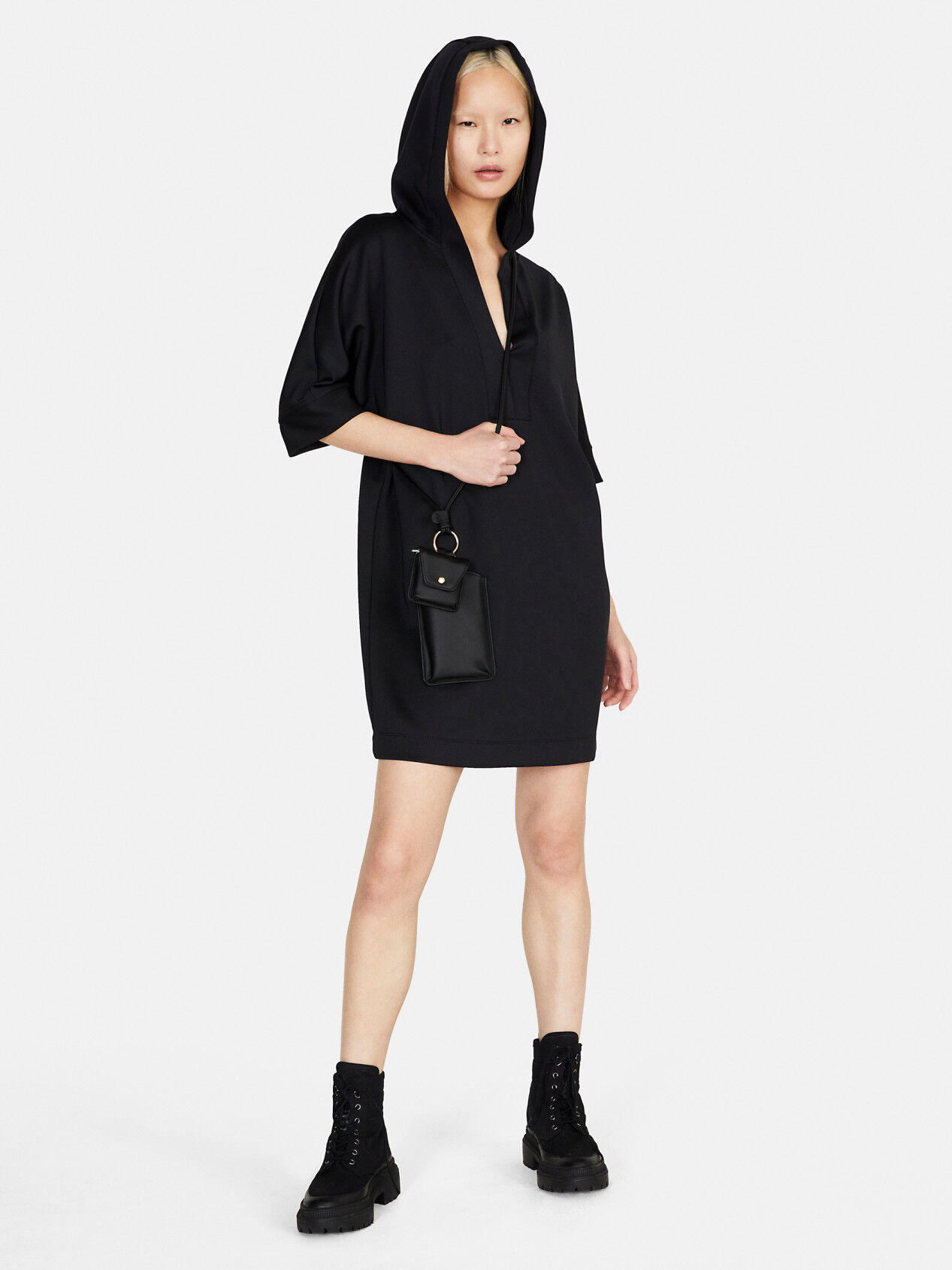 Black sweater dress with hood best sale