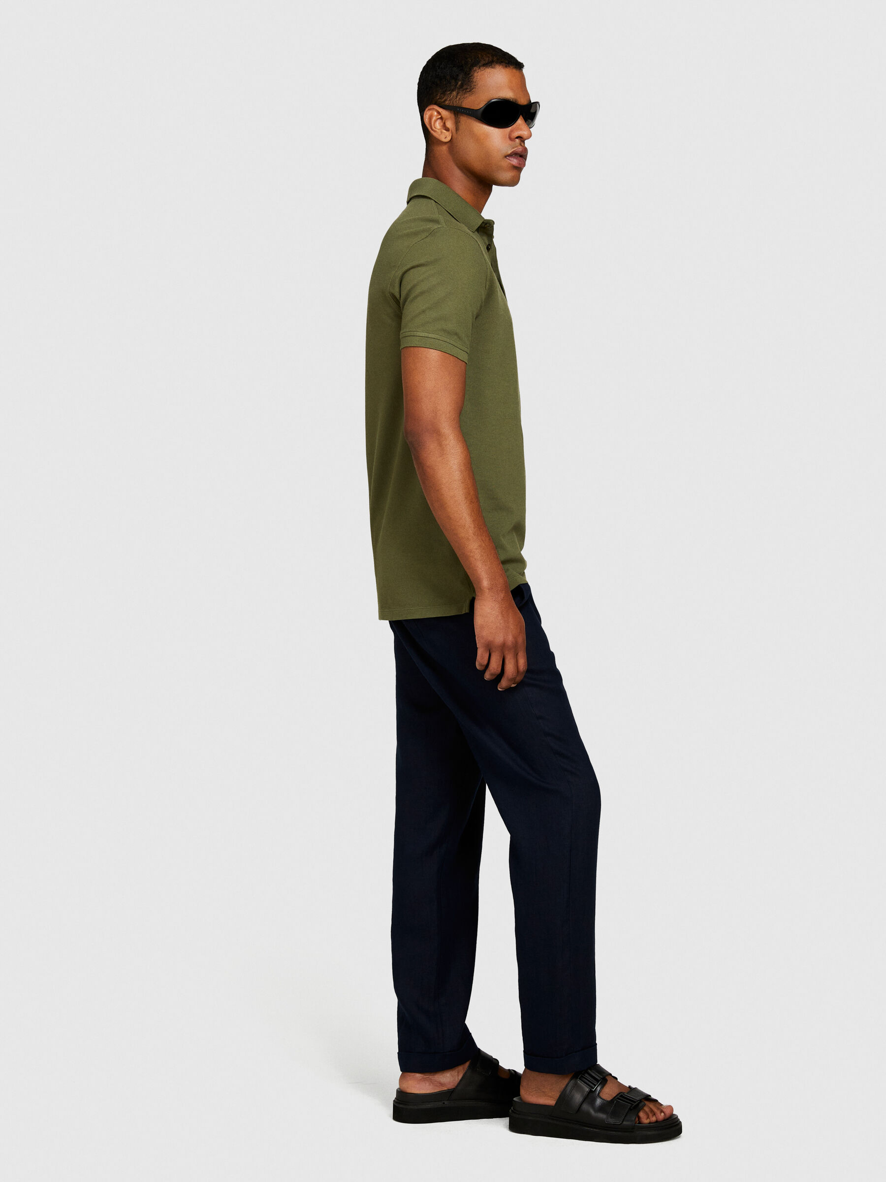 Regular fit trousers in 100% linen Men image number null