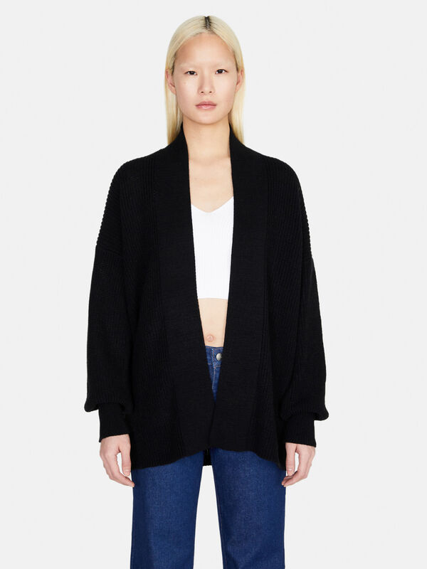 Cardigan with puff sleeves - women's cardigans | Sisley