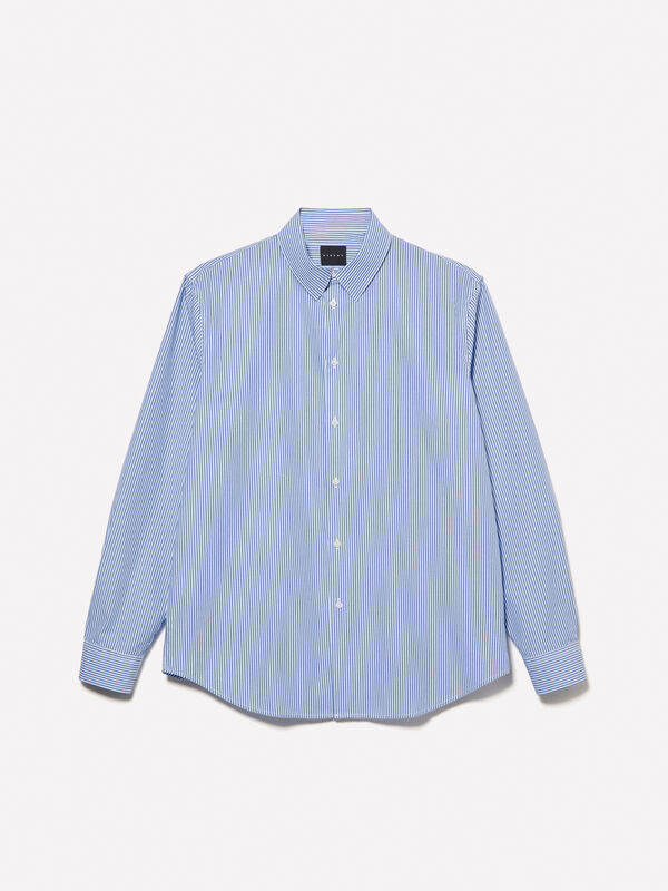 Blue yarn dyed shirt - men's regular fit shirts | Sisley