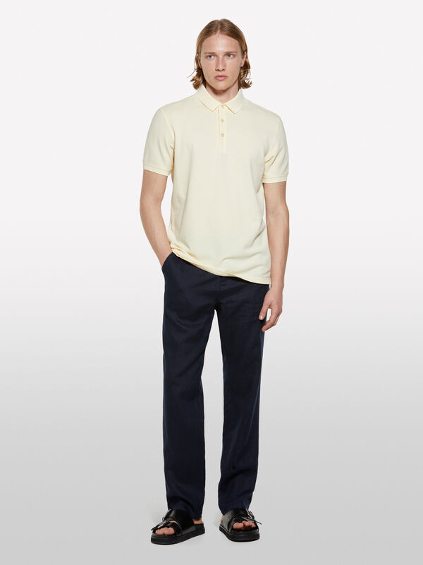 Cream 100% cotton polo - men's polos | Sisley