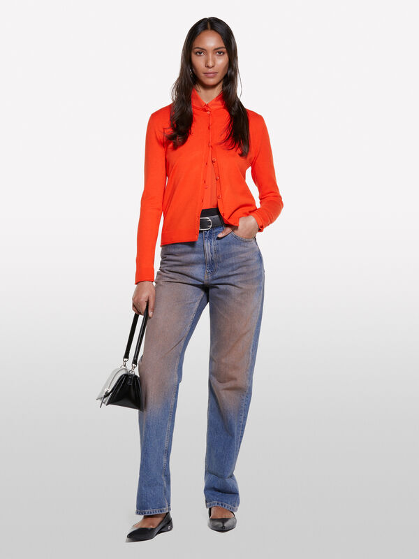 Orange regular fit cardigan - women's cardigans | Sisley