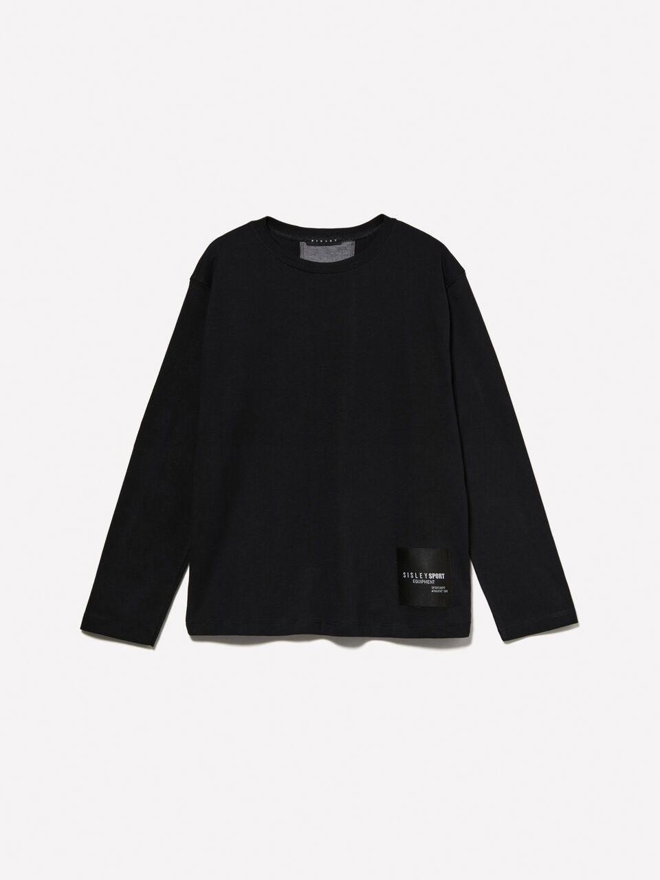 Black 100% organic cotton t-shirt with stripe Junior Boy image number null