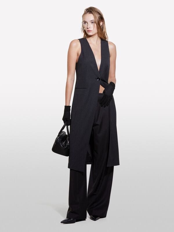 Pinstriped wide leg trousers - women's palazzo trousers | Sisley
