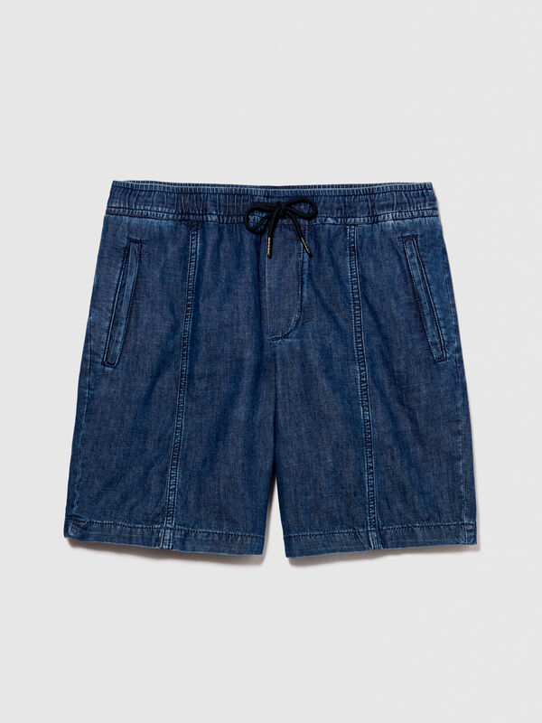 Bermudas in chambray - men's jean shorts | Sisley