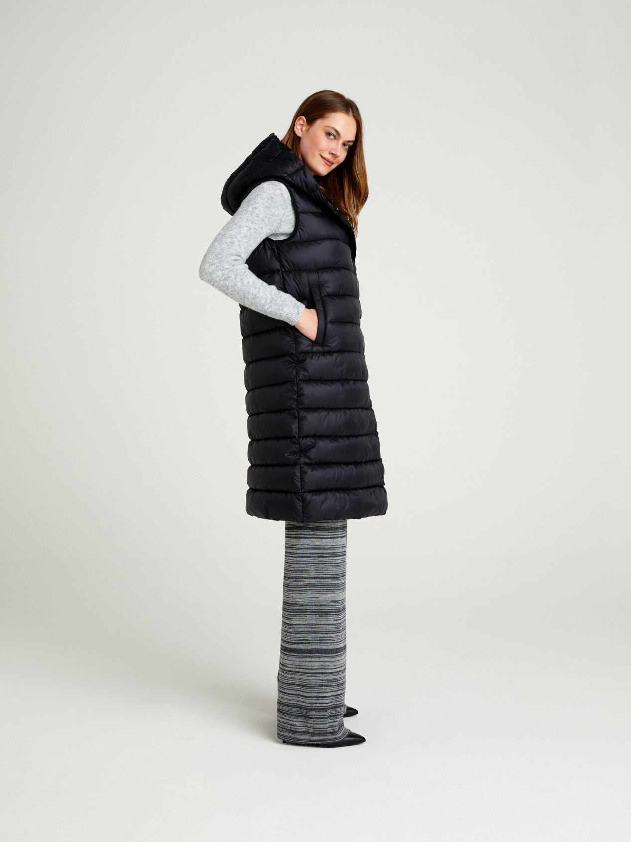 long sleeveless jacket