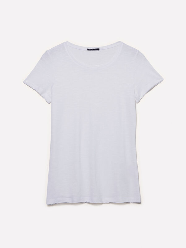 White crew neck t-shirt - women's short sleeve t-shirts | Sisley