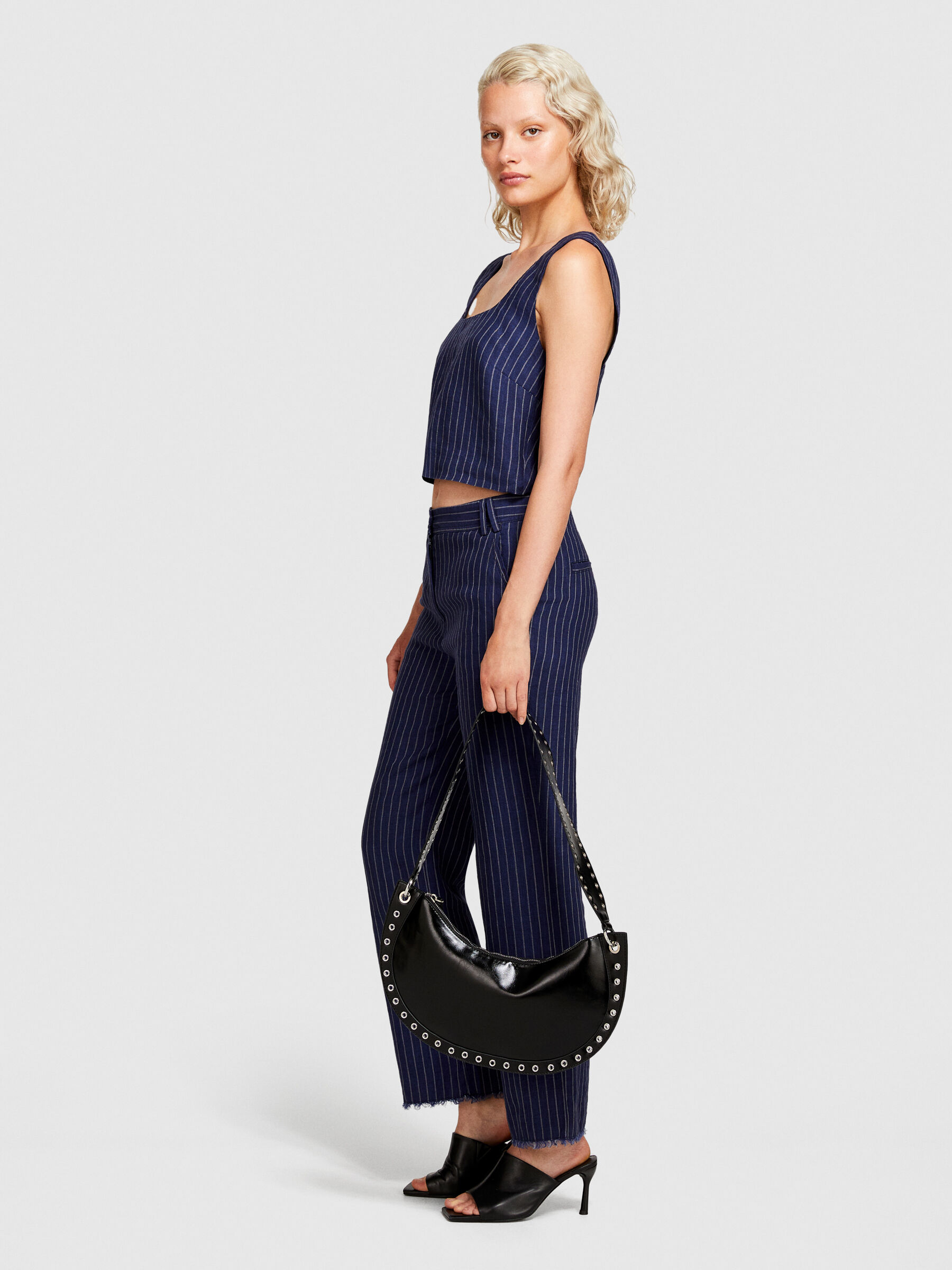 Pinstripe top in 100% linen Women image number null