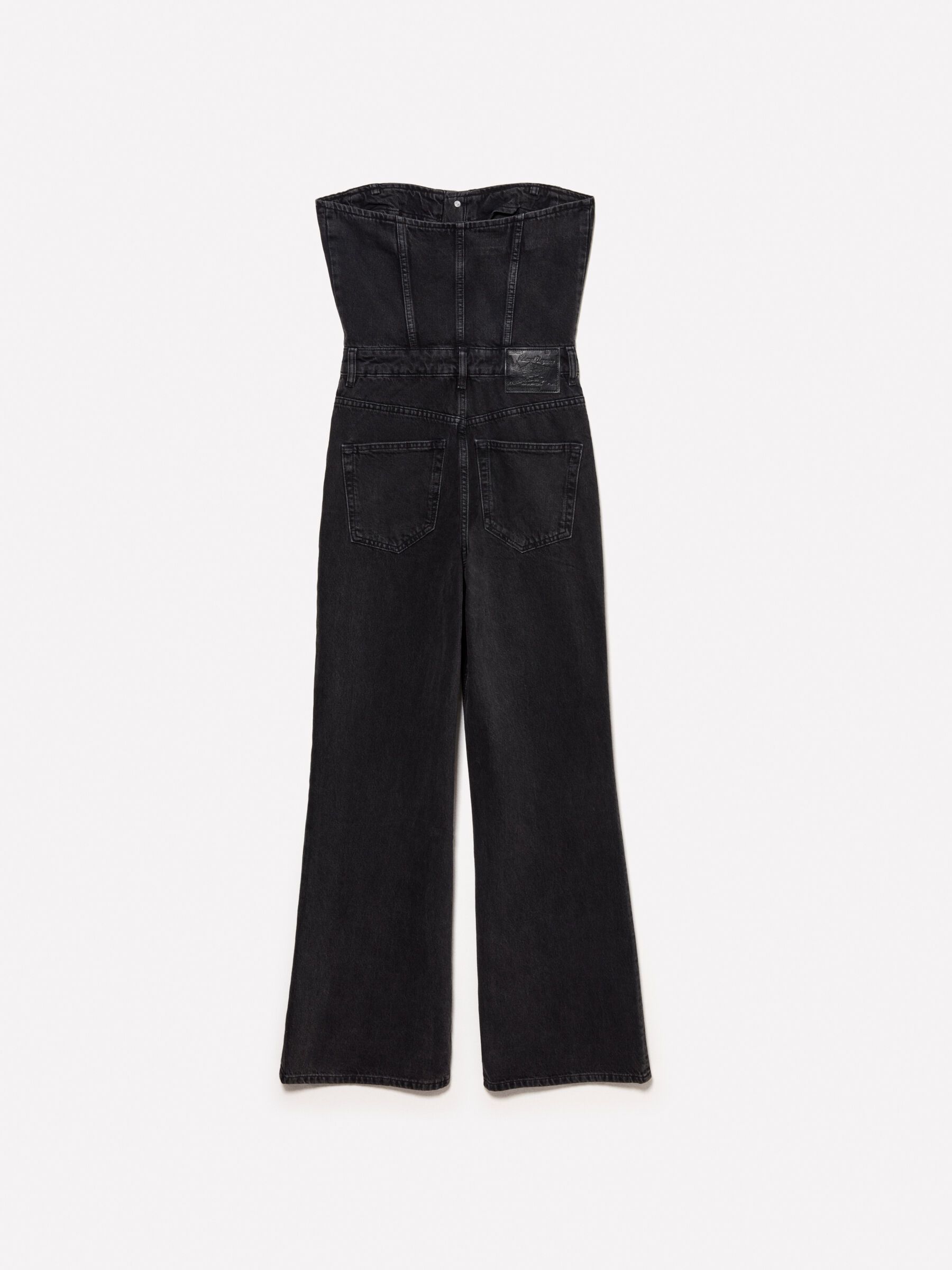 Black denim bustier jumpsuit, Black - Sisley
